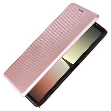 Sony Xperia 5 IV Flip Cover - Karbonfiber - Rødguld