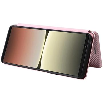 Sony Xperia 5 IV Flip Cover - Karbonfiber - Rødguld