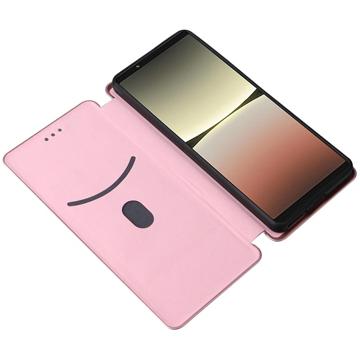 Sony Xperia 5 IV Flip Cover - Karbonfiber - Rødguld