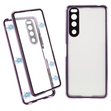 Sony Xperia 5 IV Magnetisk Cover med Hærdet Glas til Bagsiden - Lilla