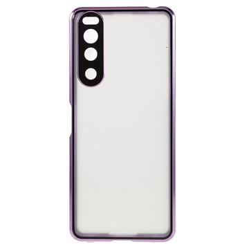 Sony Xperia 5 IV Magnetisk Cover med Hærdet Glas til Bagsiden - Lilla