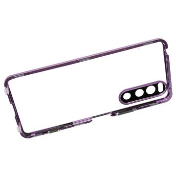 Sony Xperia 5 IV Magnetisk Cover med Hærdet Glas til Bagsiden - Lilla
