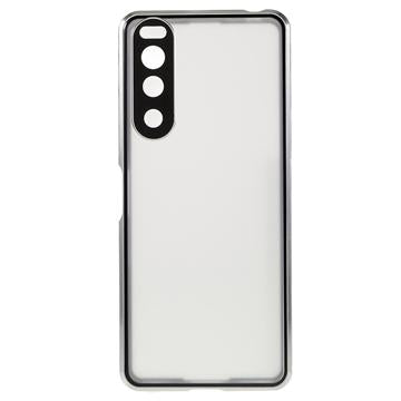 Sony Xperia 5 IV Magnetisk Cover med Hærdet Glas til Bagsiden - Sølv