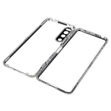 Sony Xperia 5 IV Magnetisk Cover med Hærdet Glas til Bagsiden - Sølv