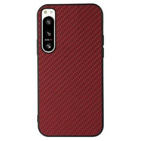 Sony Xperia 5 IV TPU Cover - Karbonfiber - Rød