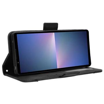 Sony Xperia 5 V Pung Cover med Kortholder - Sort