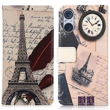 Sony Xperia 5 V Glam Series Etui med Pung - Eiffeltårnet