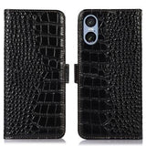 Sony Xperia 5 VI Crocodile Series Læderpung med RFID - Sort