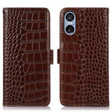 Sony Xperia 5 VI Crocodile Series Læderpung med RFID - Brun