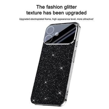 iPhone 17 Mousserende Glitter Hybrid Cover - Sort