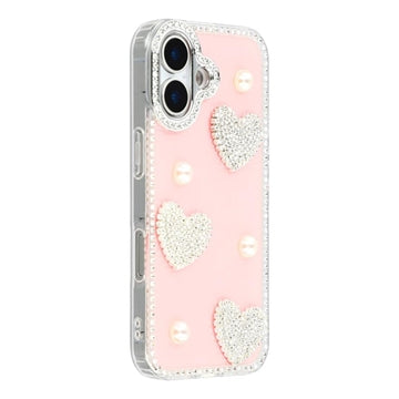 iPhone 17 Funklende Kærlighed og Perle Hybrid Cover - Pink