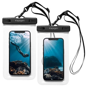 Spigen A601 Universal Vandtæt Taske - 6.8" - 2 Stk. - Sort / Klar