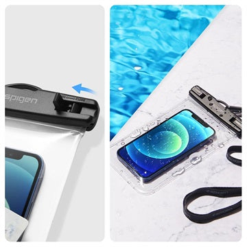 Spigen A601 Universal Vandtæt Taske - 6.8" - 2 Stk. - Sort / Klar