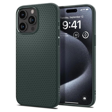 iPhone 15 Pro Max Spigen Liquid Air TPU Cover - Mørkegrøn