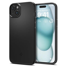 iPhone 15 Spigen Thin Fit Hybrid Cover - Sort