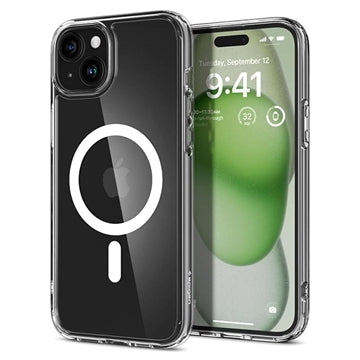 iPhone 15 Spigen Ultra Hybrid Mag Cover - Hvid / Gennemsigtig