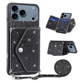 iPhone 17 Pro Max Stardust Cover med Kortholder - Sort