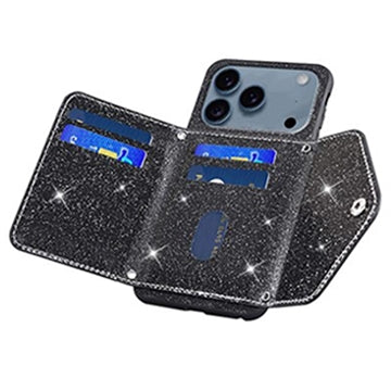 iPhone 17 Pro Max Stardust Cover med Kortholder - Sort