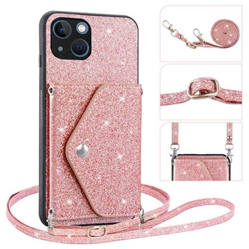 Stardust iPhone 14 Cover med Kortholder - Pink
