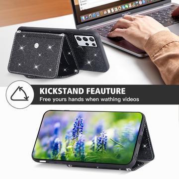 Samsung Galaxy S25 Ultra Stardust Cover med Kortholder - Sort