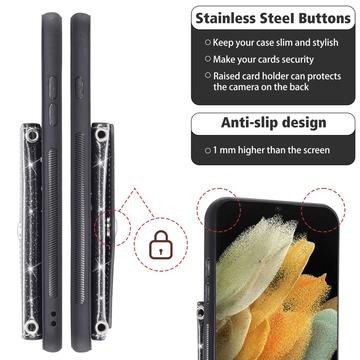 Samsung Galaxy S25 Ultra Stardust Cover med Kortholder - Sort