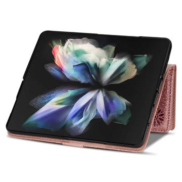 Starlight Series Samsung Galaxy Z Fold4 Pung Taske - Rødguld