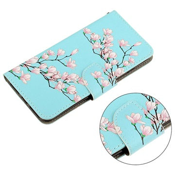 Style Series Samsung Galaxy A42 5G Cover med Kortholder - Pink Blomster