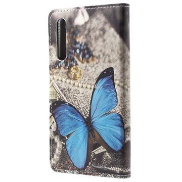 Style Series Huawei P20 Pro Cover med Kortholder - Blå Sommerfugl