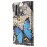 Style Series Huawei P20 Pro Cover med Kortholder - Blå Sommerfugl