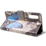 Style Series Huawei P20 Pro Cover med Kortholder - Blå Sommerfugl