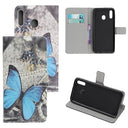 Style Series Samsung Galaxy A20e Cover med Kortholder - Blå Sommerfugl