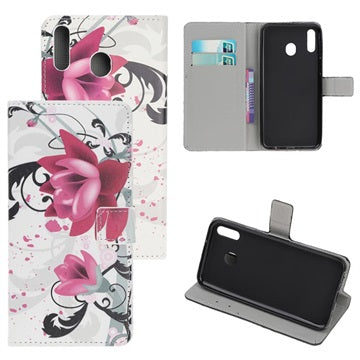Style Series Samsung Galaxy A20e Cover med Kortholder - Lotusblomst