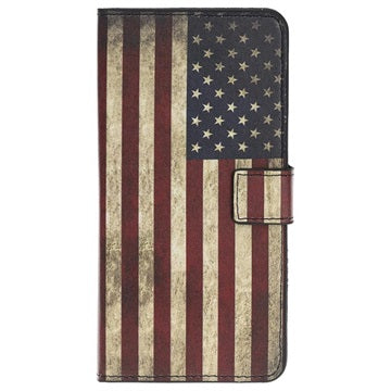 Style Series Samsung Galaxy A20e Cover med Kortholder - Vintage Amerikansk Flag