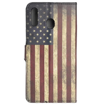Style Series Samsung Galaxy A20e Cover med Kortholder - Vintage Amerikansk Flag