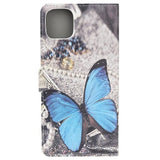 Style Series iPhone 11 Cover med Kortholder - Blå Sommerfugl