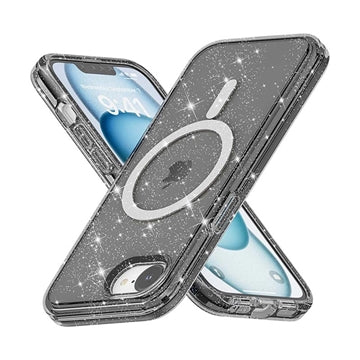 iPhone 16e/17e Stylish Glitter Series Hybrid Cover - MagSafe kompatibel - Sort