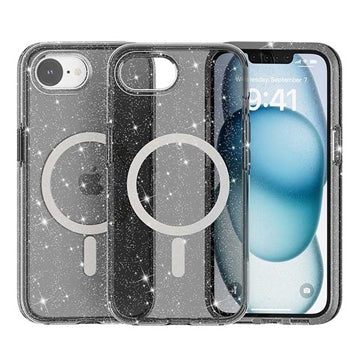 iPhone 16e/17e Stylish Glitter Series Hybrid Cover - MagSafe kompatibel - Sort