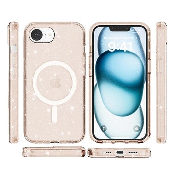 iPhone 16e/17e Stylish Glitter Series Hybrid Cover - MagSafe kompatibel - Guld