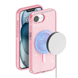 iPhone 16e/17e Stylish Glitter Series Hybrid Cover - MagSafe kompatibel - Pink