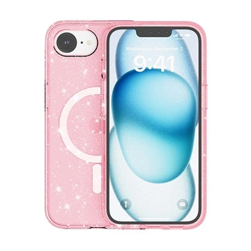 iPhone 16e/17e Stylish Glitter Series Hybrid Cover - MagSafe kompatibel - Pink