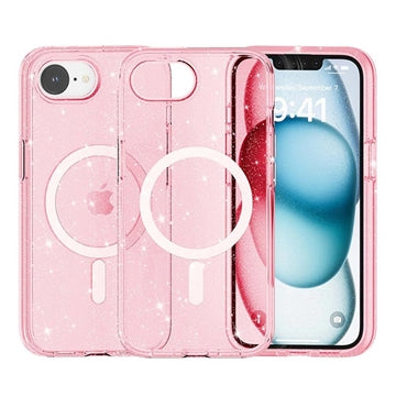 iPhone 16e/17e Stylish Glitter Series Hybrid Cover - MagSafe kompatibel - Pink