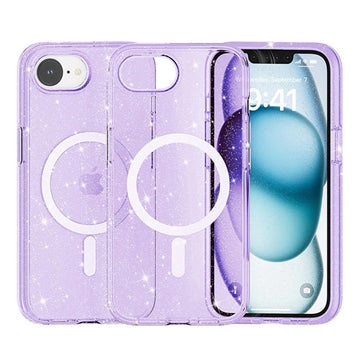iPhone 16e/17e Stylish Glitter Series Hybrid Cover - MagSafe kompatibel - Lilla