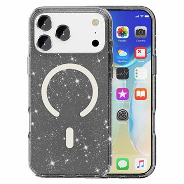 iPhone 18 Pro Max Stylish Glitter Series Hybrid Cover - MagSafe kompatibel - Sort