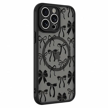 iPhone 16 Pro Stilfuldt beskyttende magnetisk cover - sorte sløjfer
