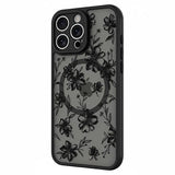 iPhone 16 Pro Stilfuldt beskyttende magnetisk cover - blækblomster