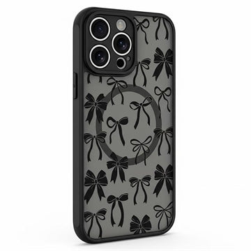 iPhone 14 Pro Stilfuldt beskyttende magnetisk cover - sorte sløjfer