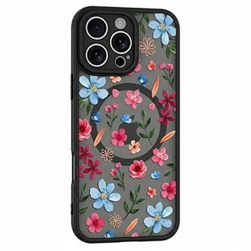 iPhone 15 Pro Stilfuldt beskyttende magnetisk cover - farverige blomster