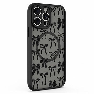 iPhone 15 Pro Max Stilfuldt beskyttende magnetisk cover - sorte sløjfer