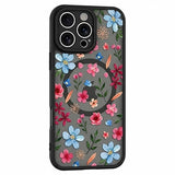 iPhone 15 Pro Max Stilfuldt beskyttende magnetisk cover - farverige blomster