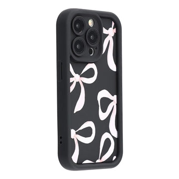 iPhone 12 Pro Max Stilfuldt stødsikkert TPU cover med forhøjede kanter - sort / stor sløjfe